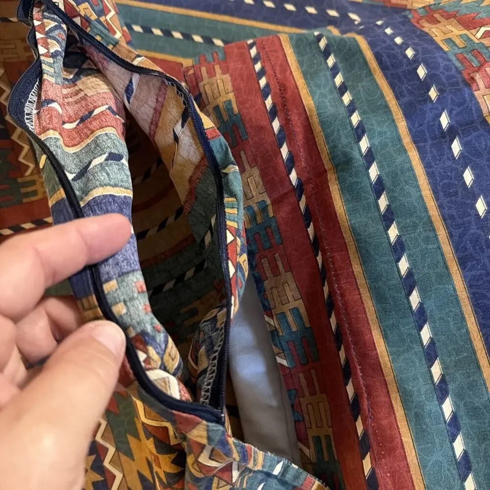 Vintage Beacon Looms Southwestern Aztec Print Full/Queen Size Duvet Shams USA